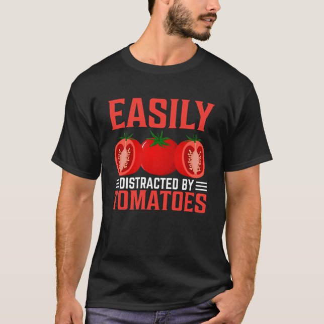 T-shirt Facilement Distrait Par Les Tomates (Devant)