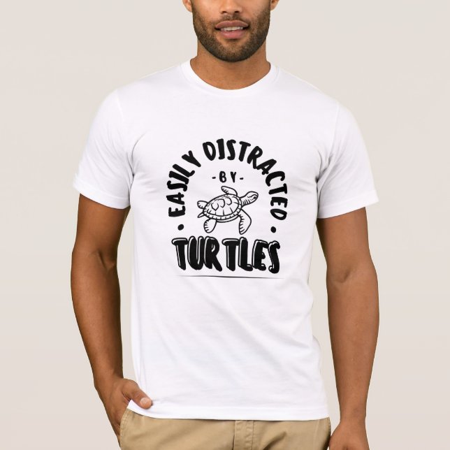 T-shirt Facilement distrait par les tortues Drôle (Devant)