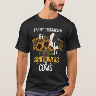 T-shirt Facilement Distrait Par Les Tournesols Et Les Vach