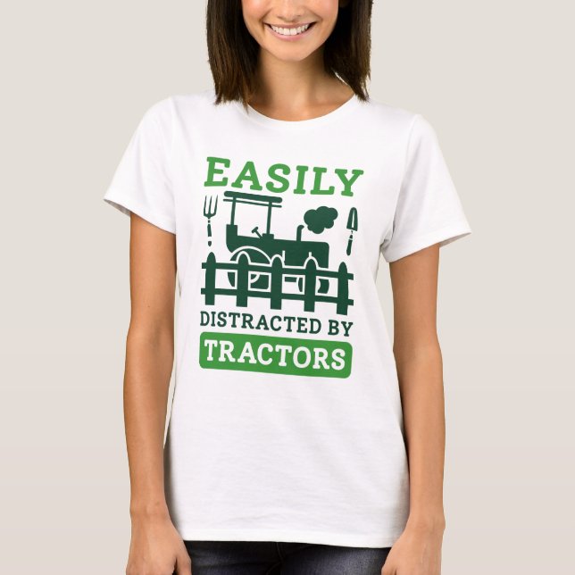 T-shirt Facilement Distrait Par Les Tracteurs (Devant)