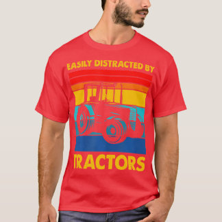 T-shirt Facilement Distrait Par Les Tracteurs Drôle Tracte