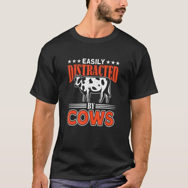 T-shirt Facilement Distrait Par Les Vaches (Devant)