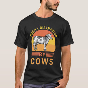 T-shirt Facilement Distrait Par Les Vaches - Drôle