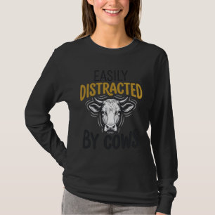 T-shirt Facilement Distrait Par Les Vaches Drôle De T-Shir