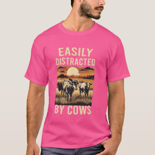 T-shirt Facilement Distrait Par Les Vaches Drôle De Vaches