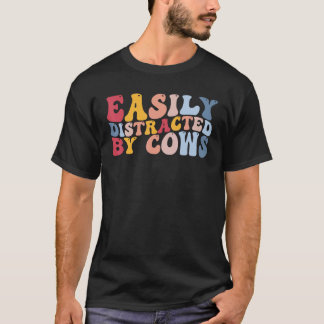 T-shirt Facilement Distrait Par Les Vaches Drôle Génisse B
