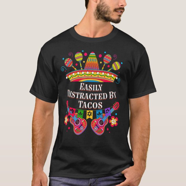 T-shirt Facilement distrait par l'Humour Tacos Taco (Devant)