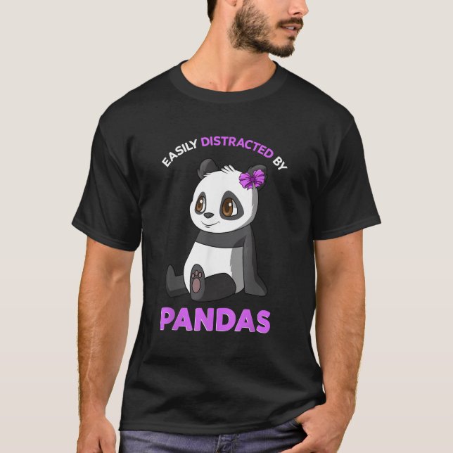 T-shirt Facilement Distrait Par Pandas Panda (Devant)