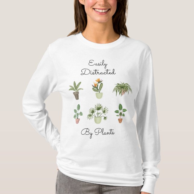 T-shirt Facilement Distrait Par Plantes Drôle Gardener Gar (Devant)