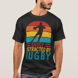 T-shirt Facilement Distrait Par Rugby - Drôle Joueur De Ru