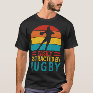 T-shirt Facilement Distrait Par Rugby - Drôle Joueur De Ru