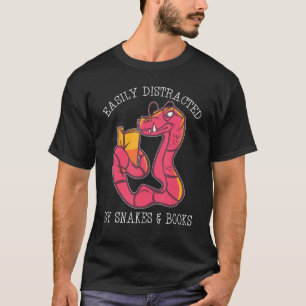 T-shirt Facilement Distrait Par Snake Et Livres Python Vip