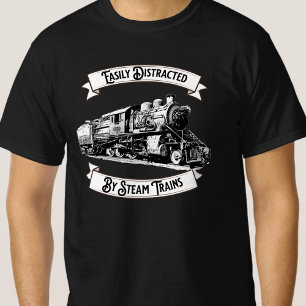 T-shirt Facilement Distrait Par Trains À Vapeur Moteur Ch