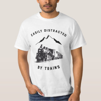 T-shirt Facilement Distrait Par Trains Funny Chemin De Fer