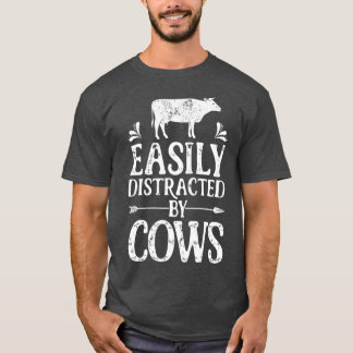 T-shirt Facilement Distrait Par Vaches Drôle Vache Farmer 