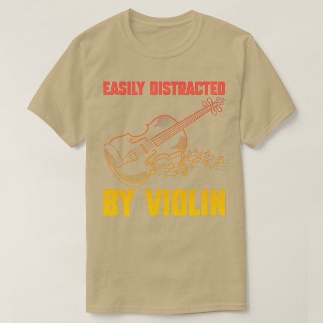 T-shirt Facilement Distrait Par Violon Drôle Violon 1 (Design devant)