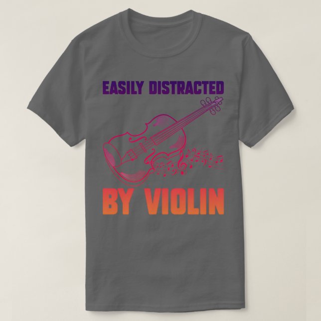 T-shirt Facilement Distrait Par Violon Drôle Violon 2 (Design devant)