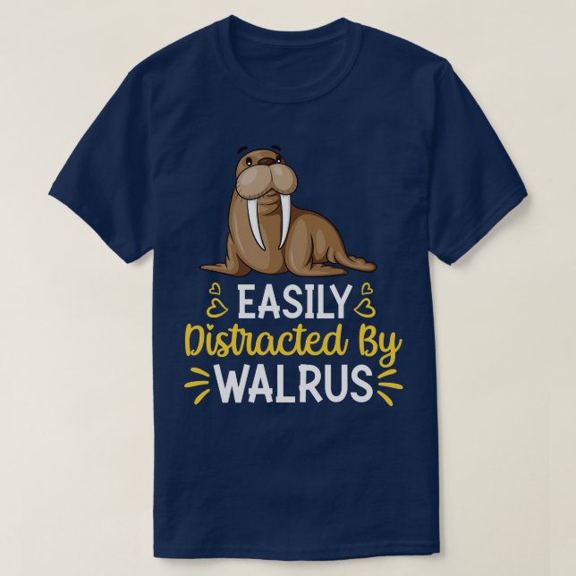 T-shirt Facilement Distrait Par Walrus (Design devant)