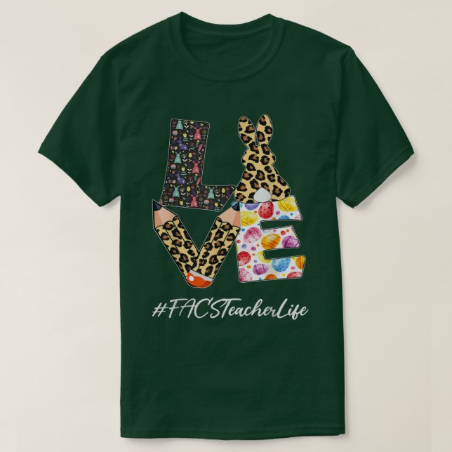 T-shirt FACS Enseignant Aimer Crayon Pâques Jour de Pâques (Design devant)