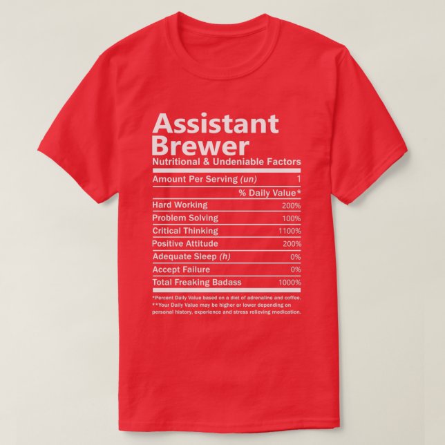 T-shirt Facteur nutritionnel et indéniable du brasseur adj (Design devant)