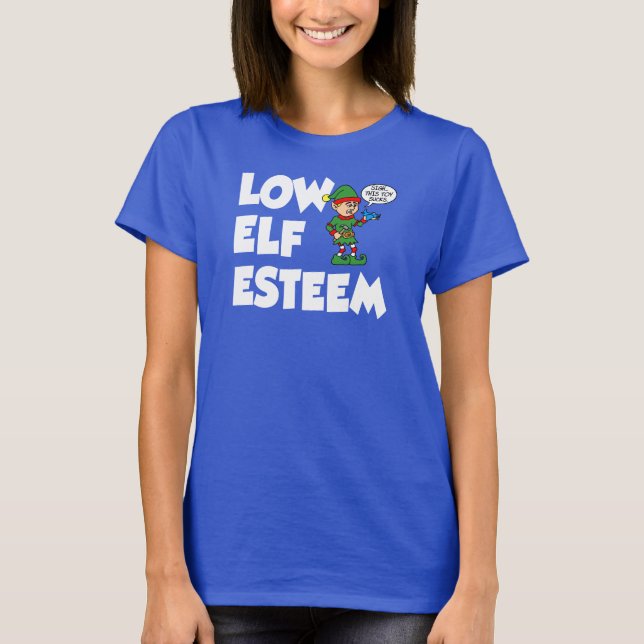 T-shirt Faible Elfe Esteem Noël Vacances amusantes (Devant)