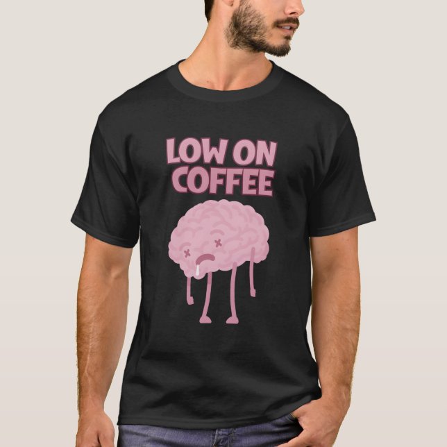 T-shirt Faible sur le café Batterie sociale Introvert Cerv (Devant)