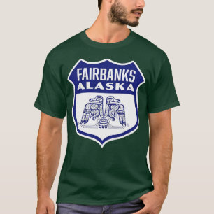 T-shirt Fairbanks Alaska Retro Bird Shield Blue