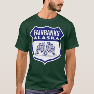 T-shirt Fairbanks Alaska Retro Bird Shield Blue