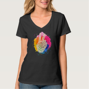 T-shirt Faire de la paix pas de la guerre la main signe de