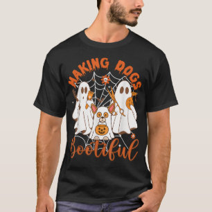 T-shirt Faire des Chiens Botieux Halloween Ghost Chiots Ho