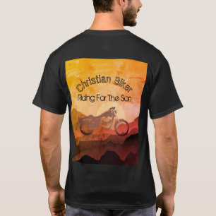 T-shirt Faire du vélo pour le Fils Rétro Coucher de soleil