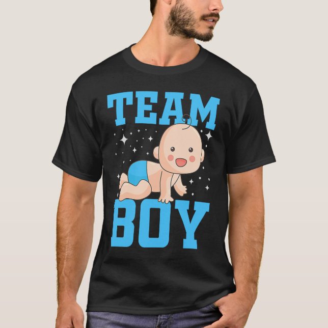 T-shirt Faire-part de genre Équipe Garçon Baby Party Révél (Devant)