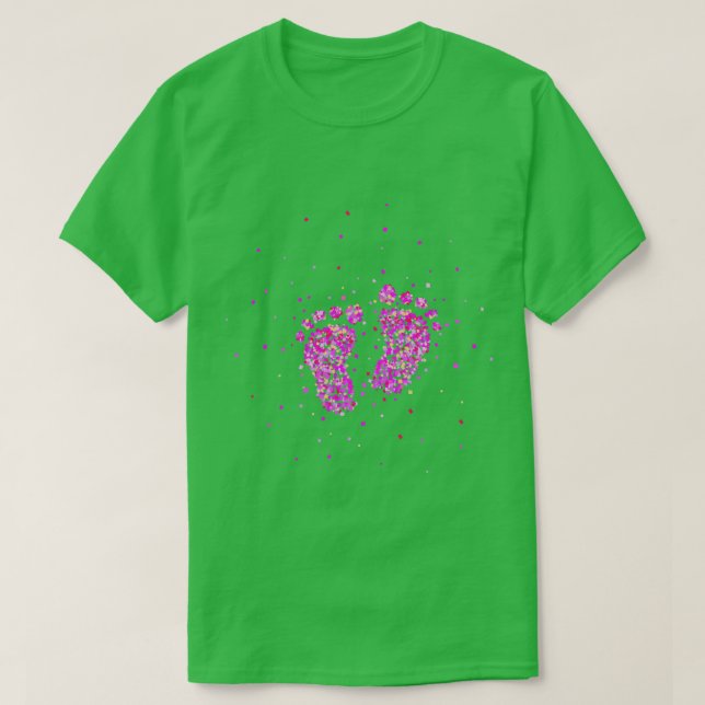 T-shirt Faire-part de grossesse pieds bébé fille (Design devant)
