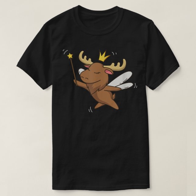 T-shirt Fairy Moose Elk Mystical Forest Moose Fairy Lover  (Design devant)