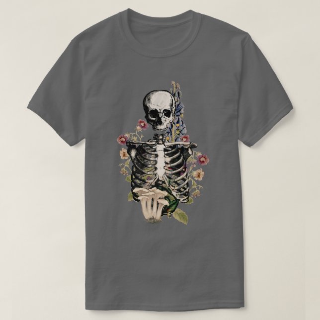 T-shirt Fairycore esthétique Goth foncé Champignons Skelet (Design devant)