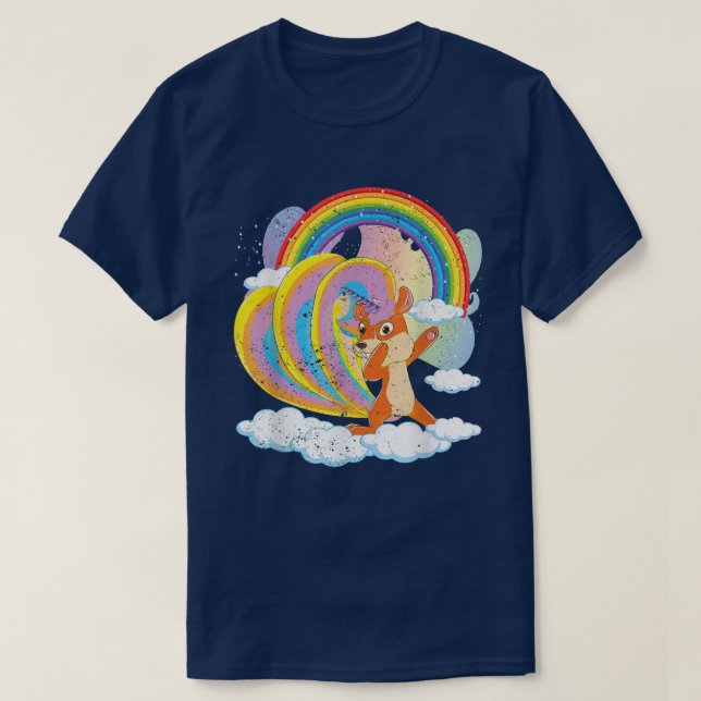 T-shirt Fairytale Squirrelcorn Rainbow Cute Animal Squirre (Design devant)