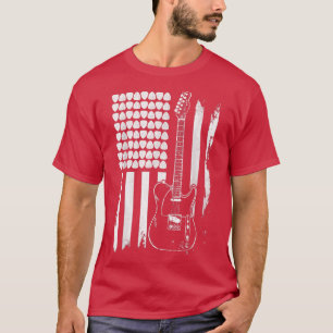 T-shirt Faisons du Rock Rock n Roll Guitare Rétro Drapeau