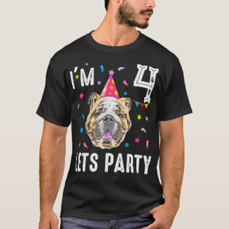T-shirt Faisons La 4Ème Anniversaire Avec Bulldog Anglais