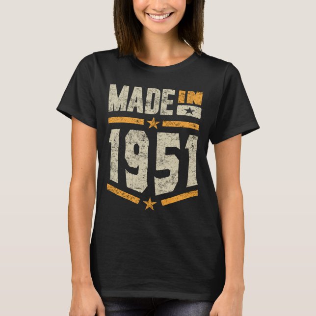 T-shirt Fait En 1951 Cadeau Anniversaire (Devant)