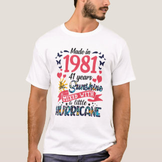 T-shirt Fait En 1981 41 Ans D'Être Sunshine 41E Naissance