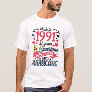 T-shirt Fait En 1991 31 Ans D'Être Sunshine 31E Naissance