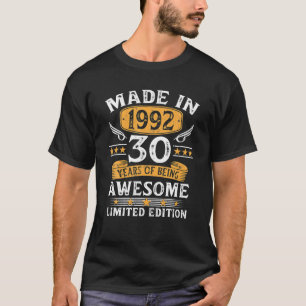 T-shirt Fait En 1992 Cadeaux De 30 Ans Cadeaux De 30E Anni