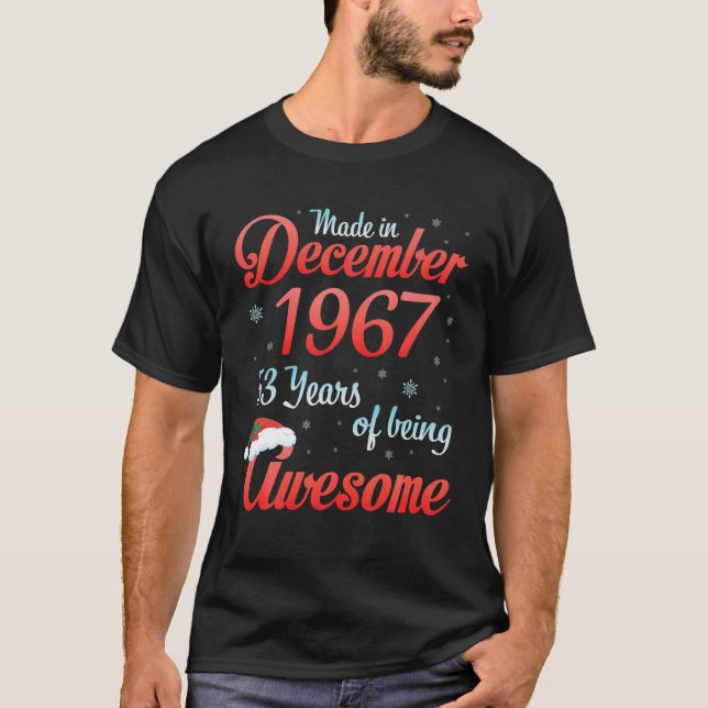 T-shirt Fait En Décembre 1967 Joyeux Anniversaire 53 Ans D (Devant)