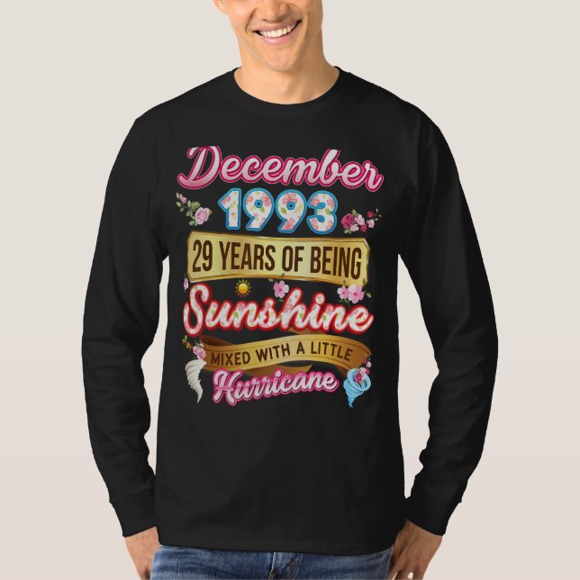 T-shirt Fait En Décembre 1993 Fille 29 Ans 29e Naissance (Devant)