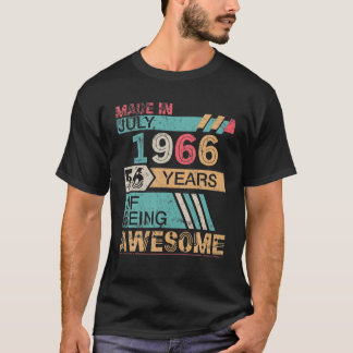 T-shirt Fait En Juillet 1966 Joyeux Anniversaire 56 Ans D'