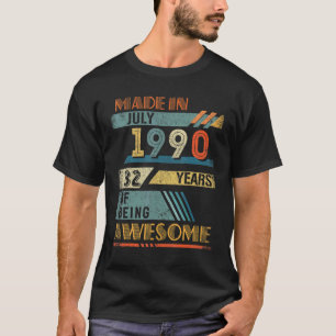 T-shirt Fait En Juillet 1990 32 Ans 32E Anniversaire