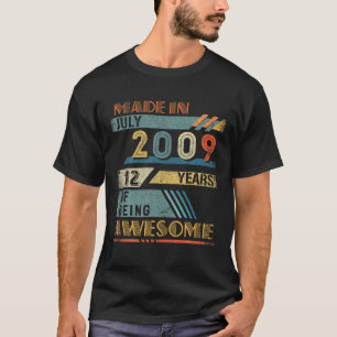 T-shirt Fait En Juillet 2009 12 Ans 12E Anniversaire