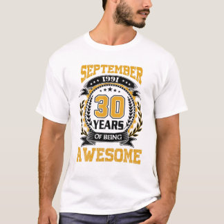 T-shirt Fait En Septembre 1991 30 Ans D'Être Super G