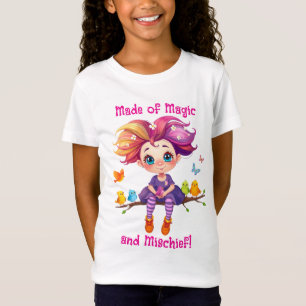 T-Shirt Faite de Magie et de Malice Arc-en-ciel Fée et Ois