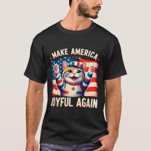 T-shirt Faites à l'Amérique Joyeuse à nouveau Chat Ladies